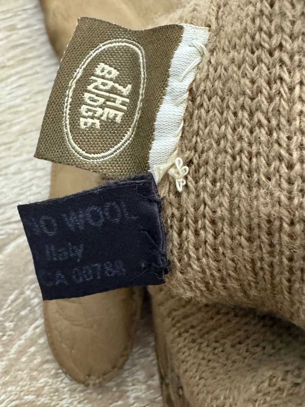 The Bridge Women Size 8.5 Beige Leather Wool Lined Gloves
